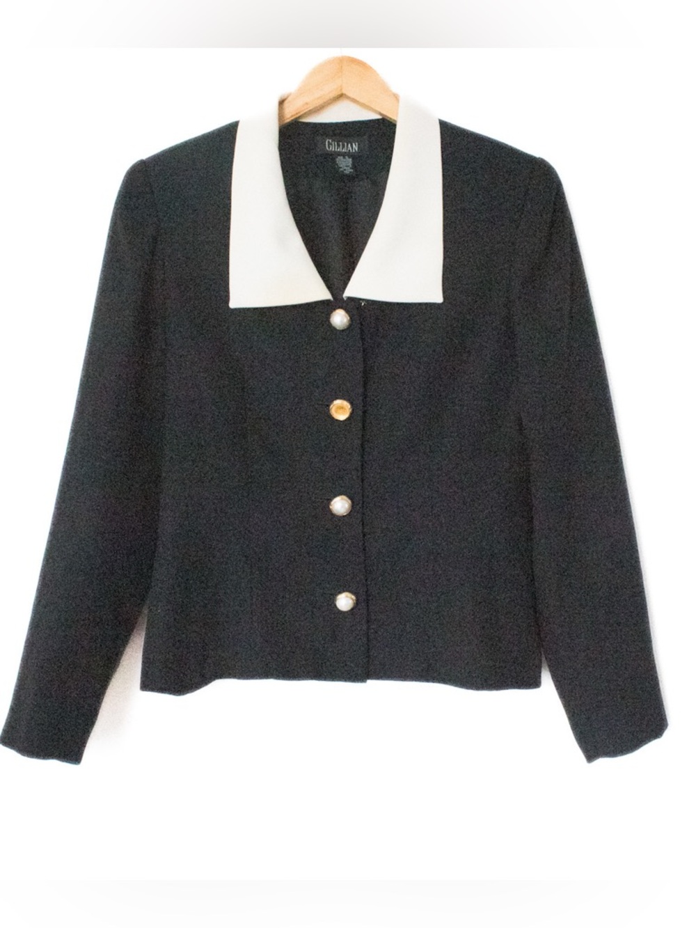 Gillian | Vintage 80’s/90’s Black & White Collared Blazer Blouse | Size 10